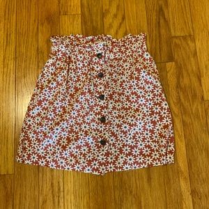 Madewell Red Paperboy Button-Front Mini Skirt in Falling Daisies, Size XXS